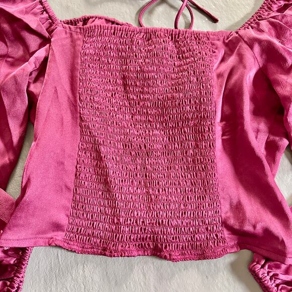 ASTR The Label Wine Red Milkmaid Balloon Sleeve Top Size M NWT - Picture 9 of 14